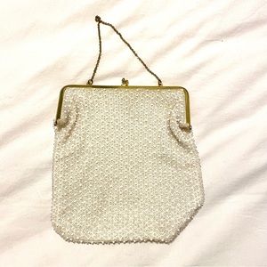 Vintage ivory beaded bag